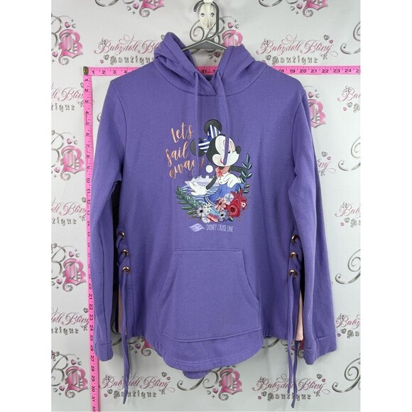 Disney Tops - Disney cruise line sweater hoodie Purple Minnie Mouse Lace-Up Hoodie let’s sail